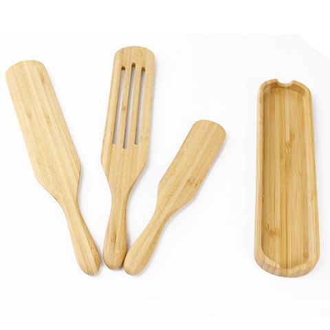 Juego de utensilios de cocina de bambú personalizados de 5 piezas con  soporte, utensilios de cocina de madera grabados personalizados, espátula y