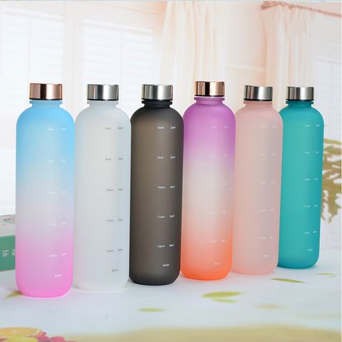 1L Aesthetic Water Bottle With Time Marker Leak Proof Reusable BPA Free  Frosted Plastic-Motivational Sport Water Bottle