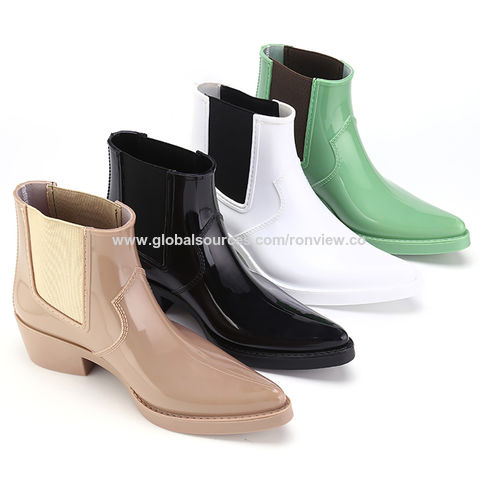 Comprar Zapatos de lona de PVC impermeables para mujer, Botas de lluvia  tobilleras con plataforma, zapatos de lluvia para exteriores a la moda,  botas antideslizantes de silicona de más algodón