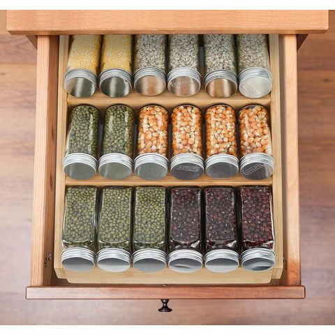 4Pack Kitchen Cabinet Counter Shelf Storage Spice Rack Stackable Jars  Organizer