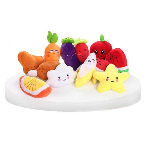 5 Pack Squeaky Dog Toys Plush Animals Fruit Vegetable Dog Toy Set for Puppy  For Small Dogs 