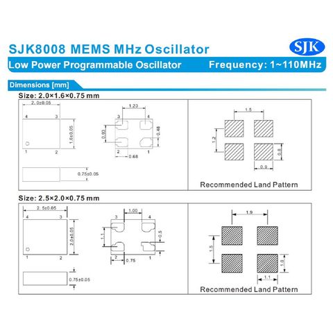 Sjk8008 Mems Oscillator, Frequency 26mhz 1.8v~3.3v Voltage
