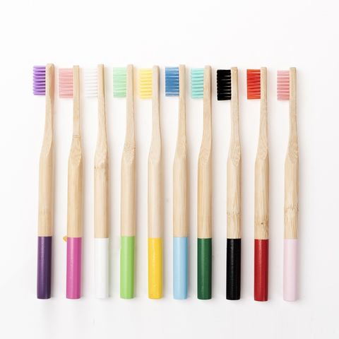 China Bamboo Toothbrush Set Customized Round Stick Spray Paint ...