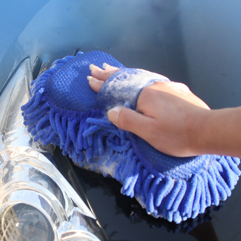 Car Washing Gloves Blue Yellow Orange Car Wash Microfiber Gloves Durable  Double Faced Glove for Cleaning