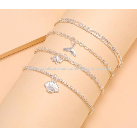 6Pcs/set Boho Bracelet Set Women Tassels Leaves Circular Chains Bangle Jewe  o..X