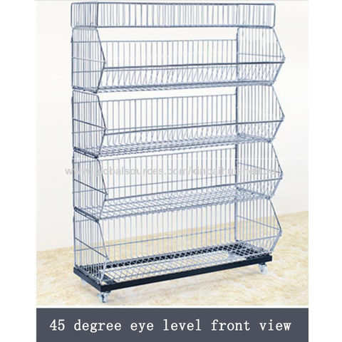 China Supermarket stacking wire basket, collapsible wire display basket ...