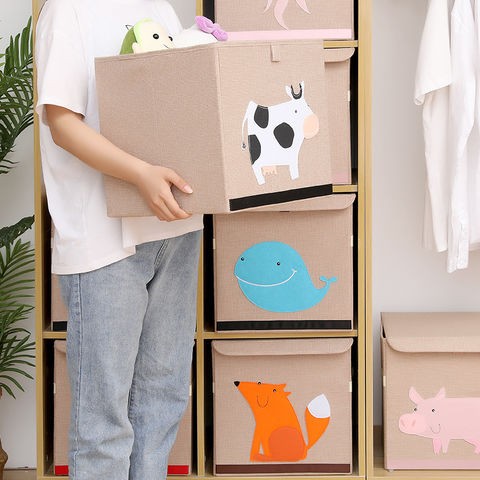 CLCROBD Cofre plegable grande de juguetes para niños con tapa abatible,  organizador de almacenamiento de juguetes de animales de tela plegable