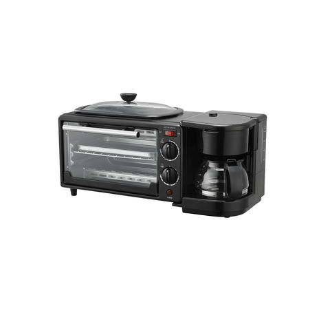 3 in 1 Breakfast Station, Toaster with Frying Pan, Portable Oven Breakfast Maker with Coffee Machine, Non Stick Die Cast Grill/Griddle for Bread Egg