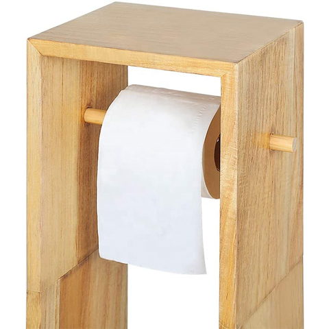 Wood Free Standing Toilet Paper Roll Holder with Drawer - On Sale