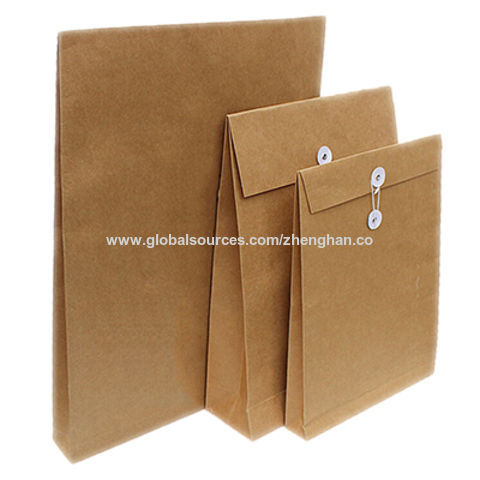 China LOGO printed recycled kraft paper document file wallet with ...