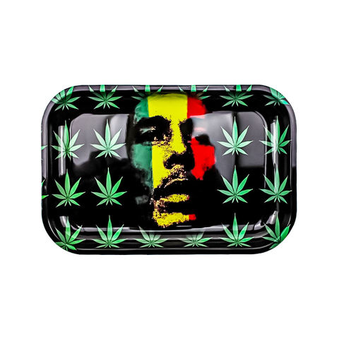 5 Piece Custom Rolling Tray Set for Tobacco or Cannabis Red Blue