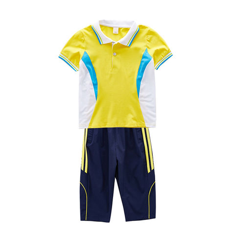 Cotton Yellow and Blue School Uniform