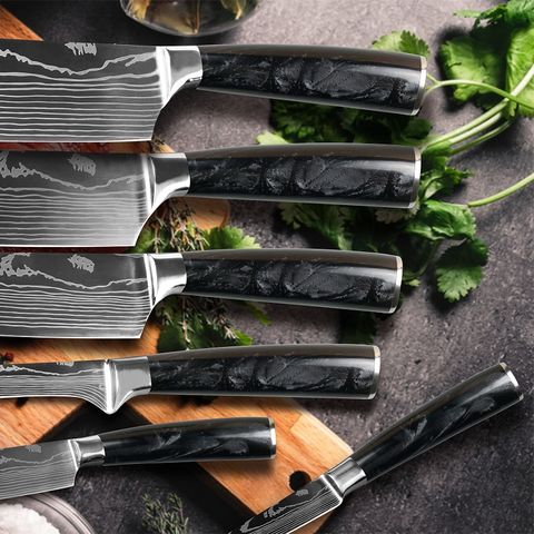 Knife Set With Wooden Block - 15 Piece Set Includes Chef Knife, Bread  Knife, Carving Knife, Utility Knife, Paring Knife, Steak Knife, Boning  Knife