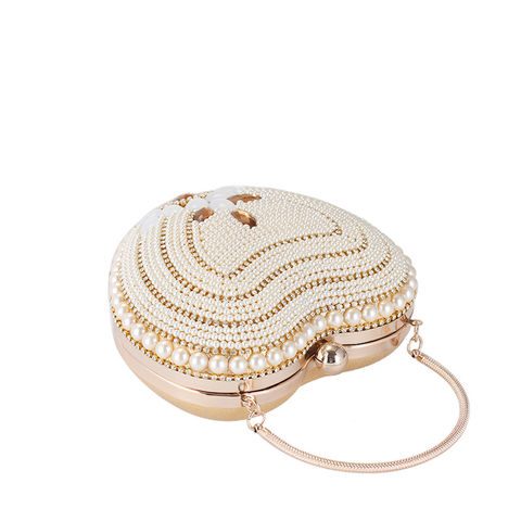 Rhinestone Clutch Heart Shape Luxury Tassel Evening Purse Bag Diamond  Wedding Party Handbag Sliver Gold Handle Evening Bag