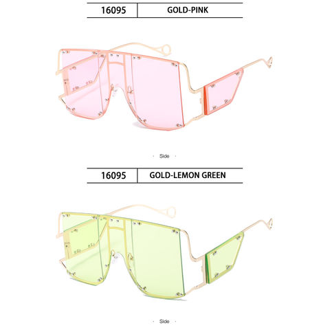 Large One-piece Fashion Sunglasses For Women Men Rivet Square