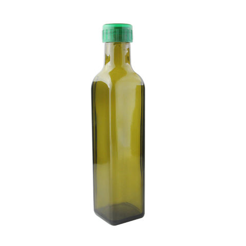 Petite Bouteille En Verre D'huile D'olive Avec Couvercle Ouvert