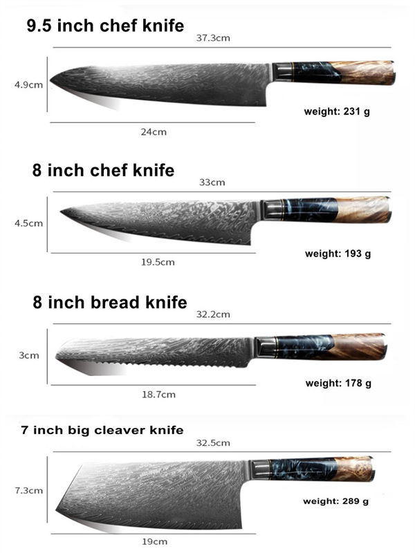 OEM 67 Layer Vg10 Damascus Steel Kitchen Knife Set Damascus Knife Set with  Wood&Resin Integrated Handle - China Damascus Kitchen Knife and Knife Set  price