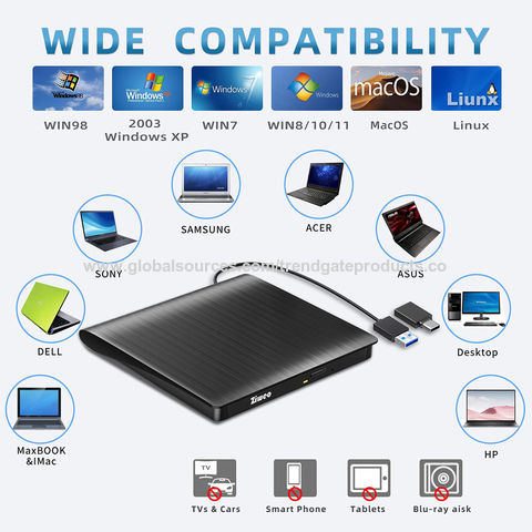 Trendgate Usb 3.0 External Cd/dvd Drive, Portable Dvd Cd+/-rw