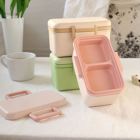 China Bamboo lunch box new double-layer plastic biodegradable container ...