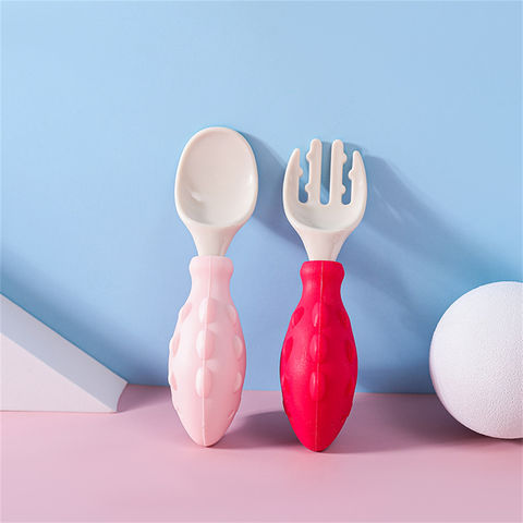 Silicone Spoon And Fork For Baby Utensils Set, Self Feeding Baby Spoons And  Fork, Auxiliary Food Spoon For Toddler Learn To Eat Training, Bendable Soft  Fork, Infant Children Tableware, Kitchen Stuff 