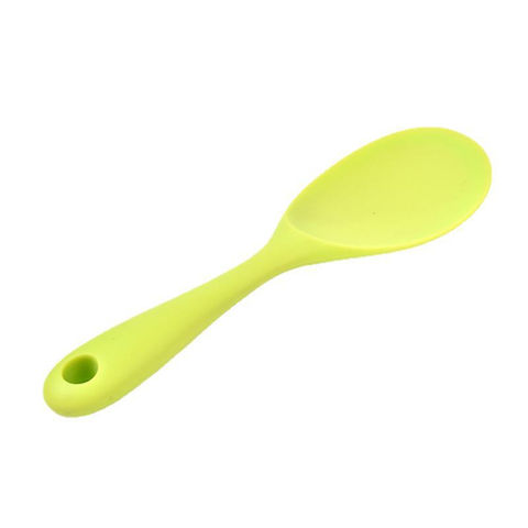 Silicone Soup Spoon Long Handle Nonstick Kids Scoop Food Serving Spoon  (Orange)