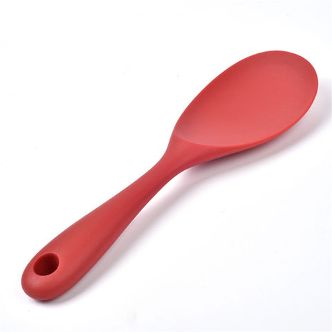 Silicone Soup Spoon Long Handle Nonstick Kids Scoop Food Serving Spoon  (Orange)