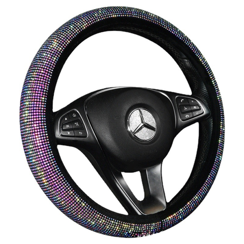 Auto Car Black PU Leather Diamond Steering Wheel Cover Universal Accessories