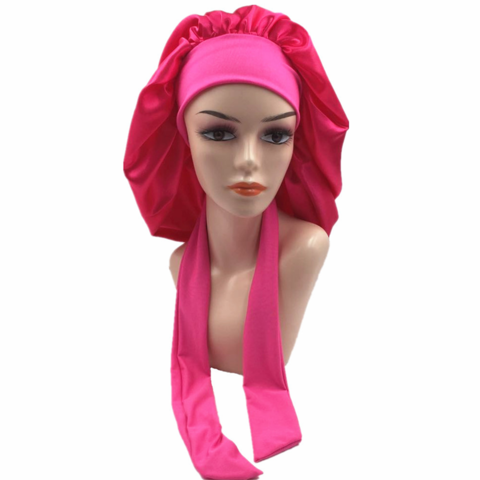 1pc Women's Large Size Wide Brim Hair Bonnet With Faux Silk Bowknot &  Elastic Band For Sleeping, Hair Styling, Beauty Care