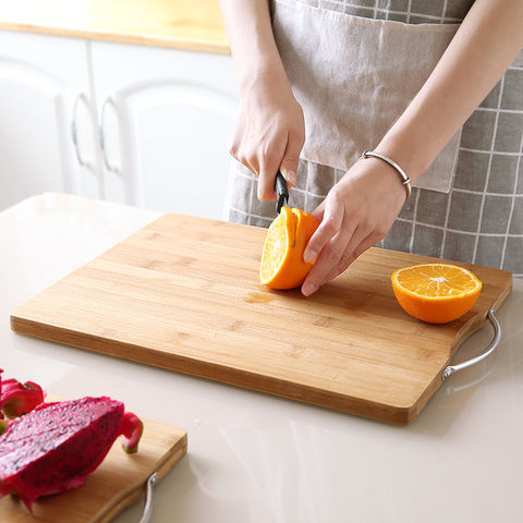 Bamboo Wood Thin Kitchen Cutting Boards with Oval Hole in Corner, Set of 2  Board