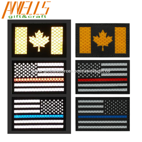 BLACK REFLECTIVE American FLAG Military Embroidered Patch Craft Supply