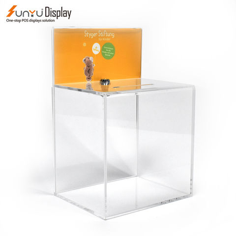 Custom transparent acrylic box with lock dustproof display storage box  plexiglass box net red square custom