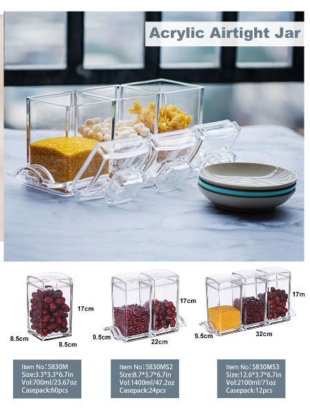 Buy Wholesale China Wholesale Plastic Airtight Food Containers Set Of 3  Acrylic Airtight Jars With Diamond Lid And Tray & Kitchen Food Storage  Container at USD 9.25