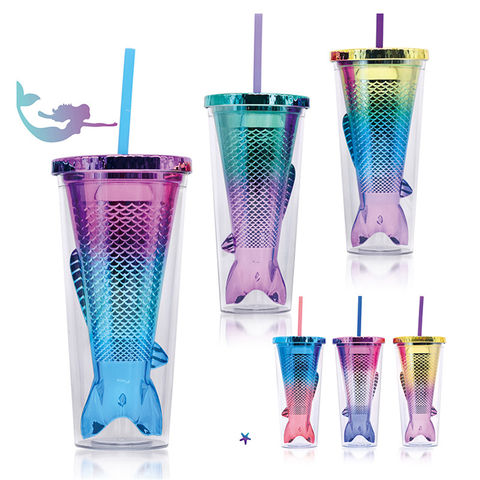 Portable Reusable PP Straw Cup Water Bottle Cup with straw Sequined Glitter  Drinking Cup Juice tumbler Cup Straw Mug Drinkware