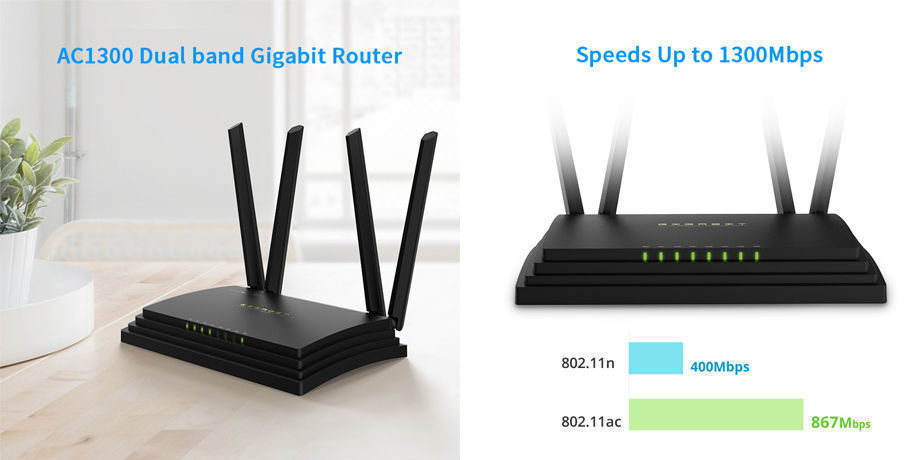 China Shenzhen High Power AC1300 Wireless Dual Band Gigabit WiFi Router ...