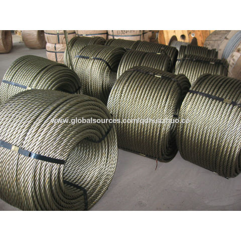 China GALV STEEL WIRE ROPE 6*24+7FC , 1870Mpa , RHRL , 1000M/REEL on ...