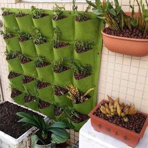 Hanging Planting Grow Bags, 18 Pockets Hanging Vertical Wall Planter Wall  Mounted Grow Bag Outdoor Indoor Gardening Vertical Greening Flower