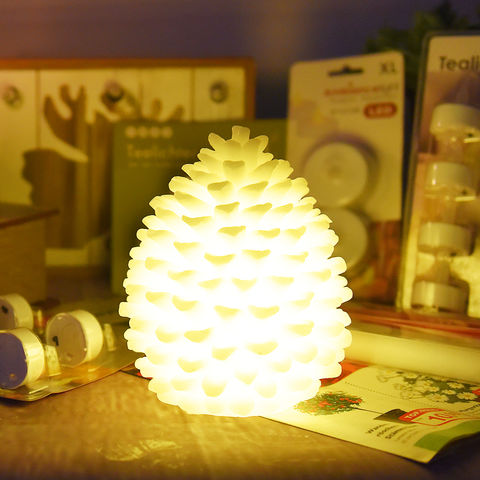 Bougie LED à piles en cire naturelle Blanche Flamme en mouvement H18cm  Timer Blanc chaud