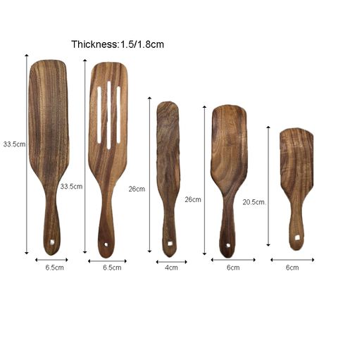 Ensemble de spatules et d'ustensiles de cuisine en bois d'acacias