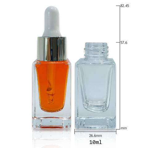 Custom 10ml 15ml thick bottom square shape high quality glass dropper bottle  serum packaging - Nicer Packaging