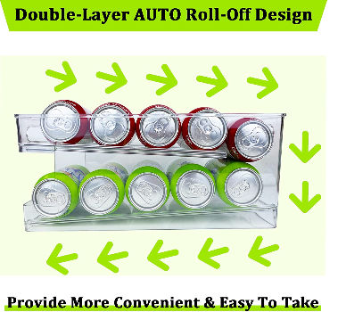 Buy Wholesale China 2-layer Automatic Rolling Soda Can Organizer For  Refrigerator And Pantry & Automatic Rolling Soda Can Organizer at USD 3.6