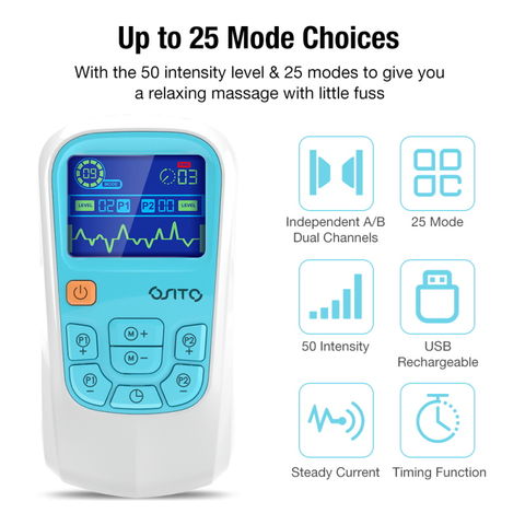 Tens Machine Unit Device Pulse Massager 4 Channel Rechargeable Muscle  Stimulator