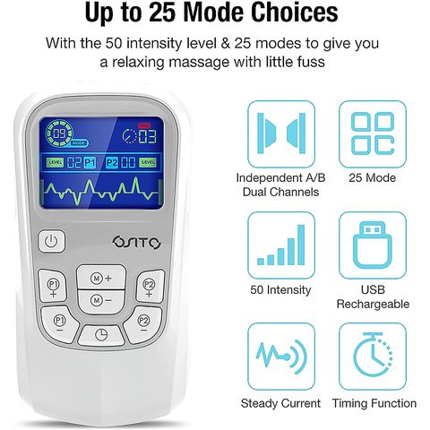 TENS Unit 24 Massage Modes Muscle Stimulator for Back, Neck, Knee Pain,  Electronic TENS Machine for Sciatica Lower Back Pain Relief with 8 Pcs  Electrode Pads 