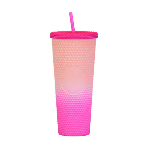 double wall reusable 700ml 710ml 24oz transparent clear plastic cup cold  cup plastic tumbler with straw and lid