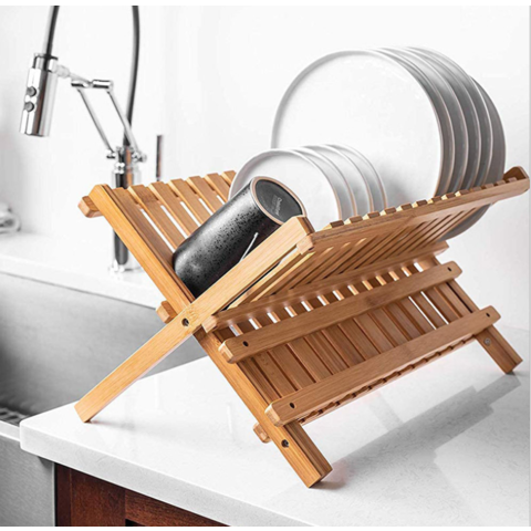 Buy Wholesale China Collapsible Dish Drying Rack.bamboo 2-tier Dish Drainer  Kitchen Plate Rack & Dish Racks at USD 4.91