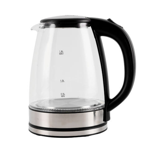 Electric Glass Kettle 1.7 L, 1500W, Stainless Steel Heating Plate,  Transparent