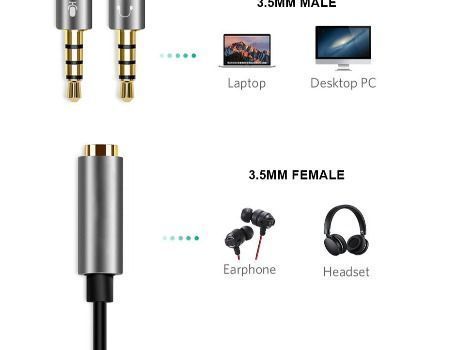 QGeem Gold Plated 3.5mm Female to 2 Male Headphone Mic Audio Y Splitter Cable supplier