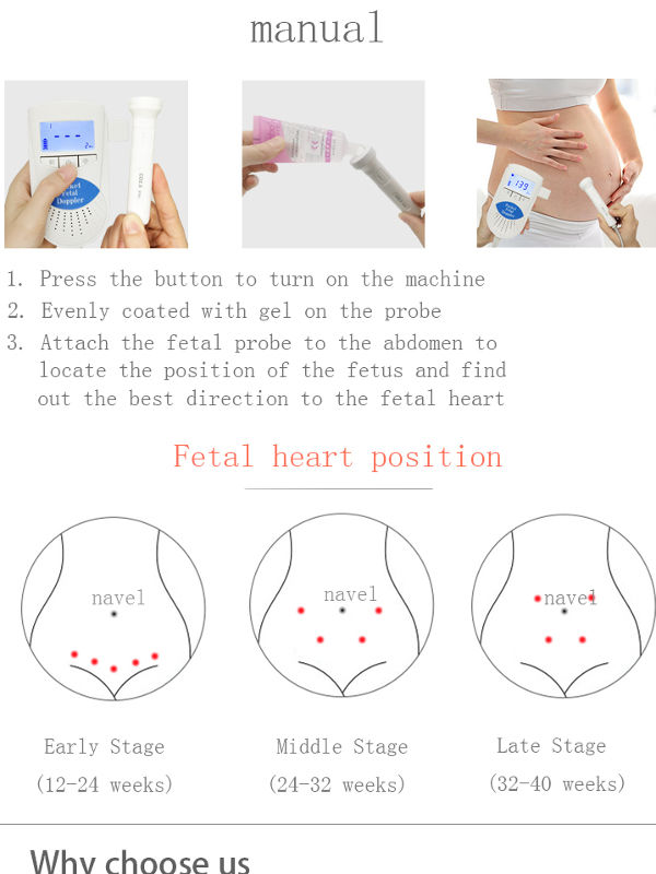China Home medical health equipment fetal doppler ultrasound baby heart ...
