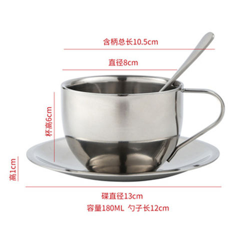 Insulated Stainless Steel Coffee Cup, Saucer