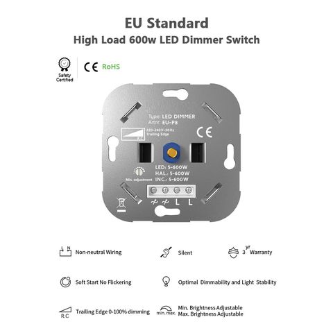Buy Wholesale China Eu Ce Standard 2 Way Operation Push On Off Switch With  Rotary Dimming For Lighting & Dimmer Switch at USD 14.5