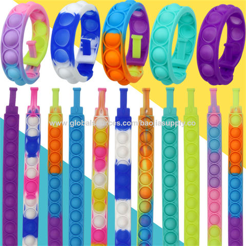 Bracelet anti-stress arc-en-ciel pour le contrôle des rats, exercice de décompression, bracelet en silicone musical à bulles pour les doigts